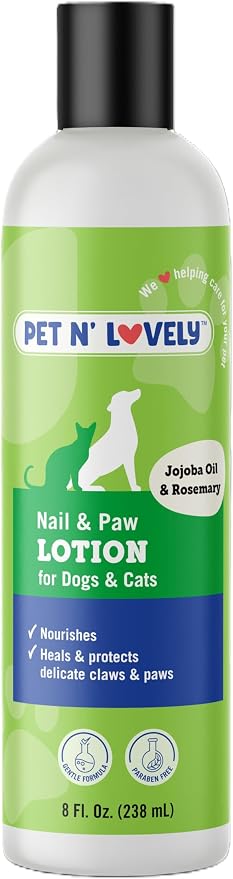 Pet N' Lovely Nail & Paw Pet Lotion, 8 Fl. Oz. | Heals and Protects Delicate Claws & Paws, for Dogs and Cats, Restores Damaged Paws, Fresh Long Lasting Scent