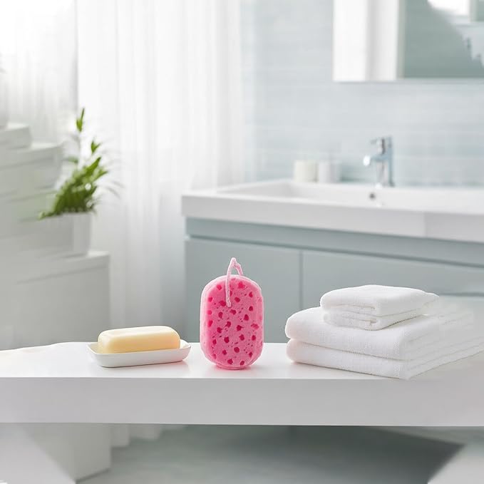 3piece Shower Sponge Set with Colored Honeycomb Pattern (red, Blue, Purple)