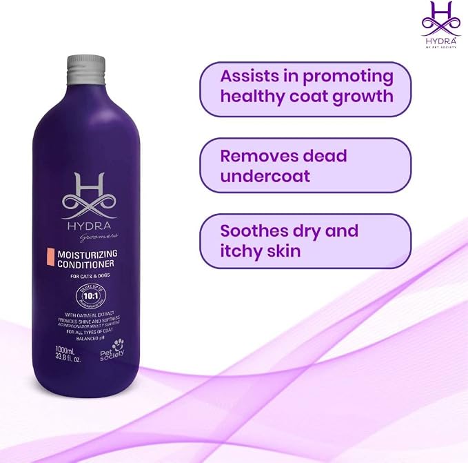 Hydra Professional Moisturizing Dog Conditioner, Oatmeal Hair Conditioner for Dogs and Cats, Suitable for All Breeds and Coat Types, Promotes Shine
