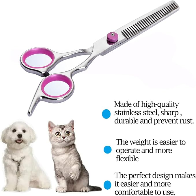 Dog Grooming Scissors,Pet Hair Scissors with Safety Round Tips Heavy Duty Titanium Stainless Steel Professional Dogs Cats Pets Grooming Shears (Teeth clipper)