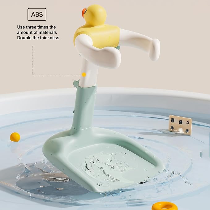Adjustable Baby Shower Stand, Height (18.5-22.8 Inch) & Width (7.8-13.7 Inch) Adjustable with Anti-Slip Base - Frog Design ABS Bath Rack for Infants 8-24 Months (Supports 40KG) E