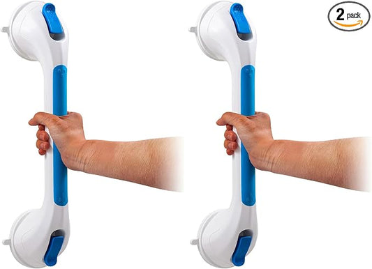 TAILI Shower Grab Bar Suction Grab Bars for Bathtubs and Showers, Heavy Duty Bath Handle Removable Bath Handrails for Seniors and Elderly, Bathroom Safety Grip No Drilling Waterproof,Blue (Pack of 2)