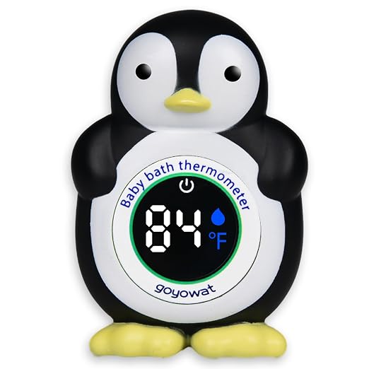 Baby Bath Thermometer, Floating Penguin Toy - Baby Bathing Safety Monitor | Cold and Warm Dual Zone Color Code, Real-time Water Temperature Sensor, Detachable Floating Toy, Special Supply for Maternal