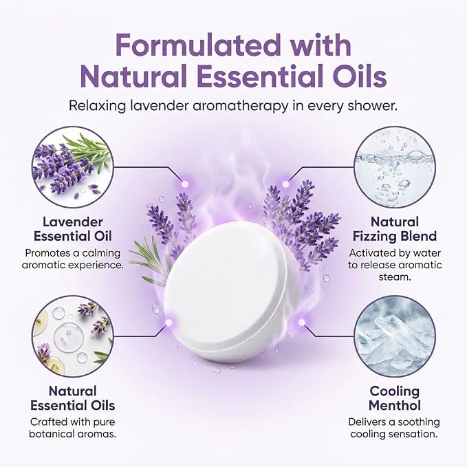 BodyRestore Shower Steamers Aromatherapy, Self Care Gifts, Calm 15 Pack | Birthday Gifts for Women & Men, Spa Relaxation & Stress Relief Sleep Care, Lavender Essential Oil Tablets