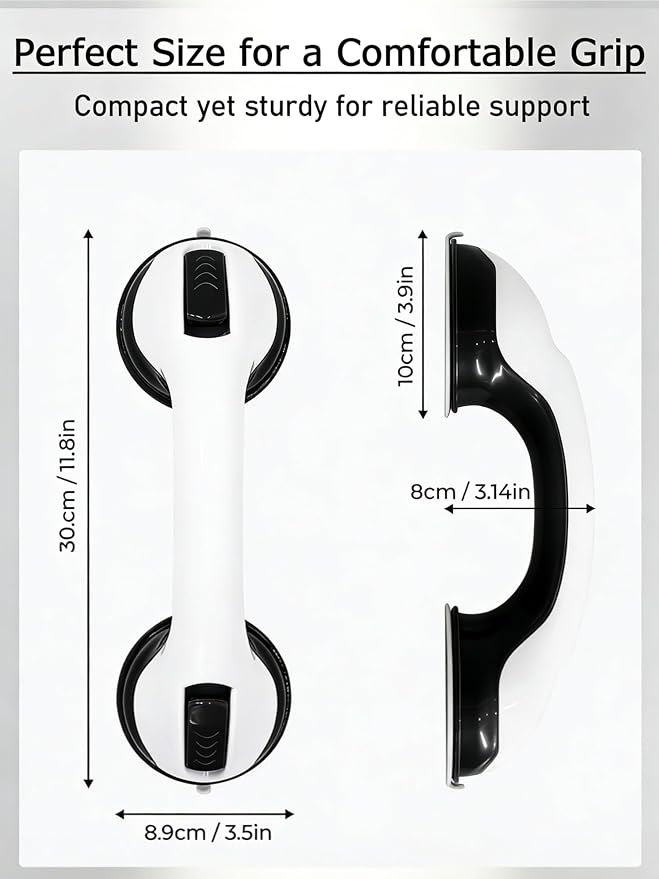 Shower Grab Bars for Seniors, 2 Pack Suction Grab Bars for Shower with Strong Hold, Shower Handles for Elderly Suction, No-Drill Safety Bathroom Support