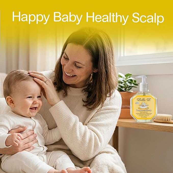 Bella B Bee Gone Cradle Cap Shampoo 8oz (2-Pack), Natural & Organic Baby Shampoo Made with Aloe Vera, Oatmeal & Vitamin E | Ideal for Cradle Cap Treatment, Natural Dry Scalp Treatment & Hypoallergenic