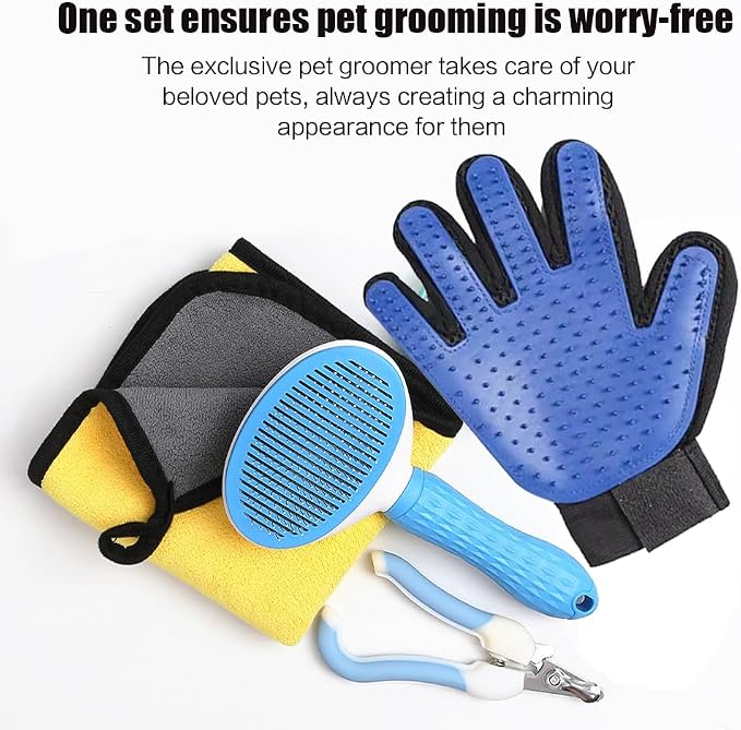 Rollup Cat Gloves, Pet Nail Clippers, Nail Grinders, Brush Removal, Multi-Functional Pet Care Tool Kit