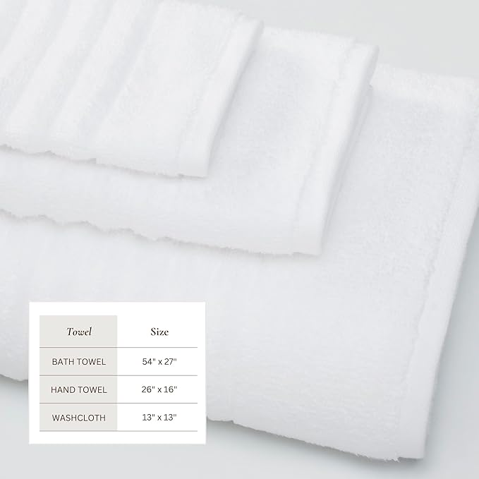 Great Bay Home Bath Towel Set - 100% Cotton 6 Piece Towel Set - Absorbent & Quick-Dry Towels for Bathroom (White)