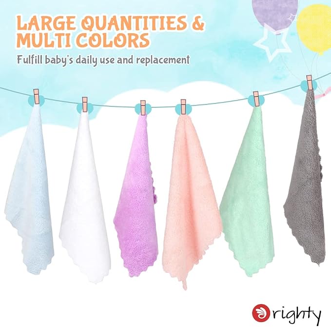 Orighty Baby Washcloths 12 Pack, Microfiber Coral Fleece Baby Face Towels, Soft and Absorbent Wash Cloths for Newborns, Infants and Toddlers, Gentle on Delicate Skin for Face Hands and Body, 7x9 Inch