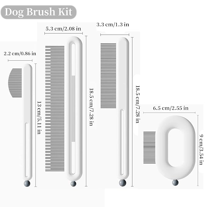 Precision Tear Stain Comb for Small Dogs Cats Face Eye Gunk Removal Tool ，Fit Yorkie, Shih Tzu, Maltese, Maltipoo, Pomeranian, Puppy Starter Kit, Pet Supplies (White-4 Pack)