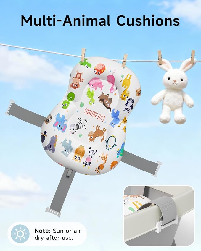Collapsible Baby Bathtub, Large Baby Tub with Thermometer & Soft Cushion for Newborn to 36-Month Toddler Bathtub,Foldable for Quick Use & Portable for Travel, Baby Bath Gift (Grey)