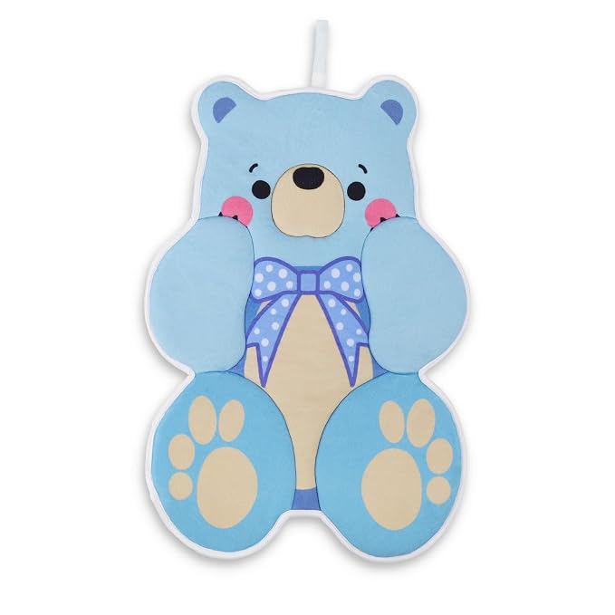 Original Bear Baby Bath Pad - Machine Washable Bear Seat Cushion for Infants 0-6 Months+, Anti-Slip Tub & Sink Pad, BPA-Free Blue Bath Essential