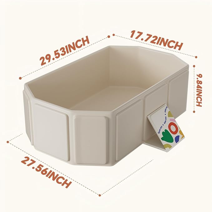 Foldable Kids Bathtub, Portable Baby Bathtub for Newborns to Toddlers, Collapsible Toddler Bath Tub for Shower & Travel, Infant Bath Tub with Non-Slip Base, Space Saving, White