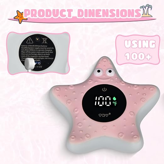 Baby Bath Thermometer - Digital Floating Water Thermometer with LED Display & Color Temperature Alerts, Rechargeable Bath Toy for Infant Bathtub Safety, Newborn Bath Essentials Gift