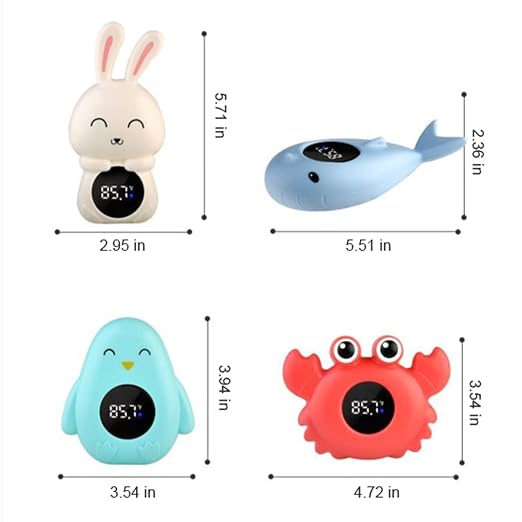 Baby Water Temperature Thermometer, Digital Thermometer with Easy to Read Screen, Suitable for Adults Babies Children & Toddlers, Cute Bath for Bathtub(Bunny Pink)
