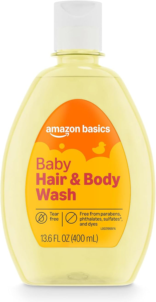 Amazon Basics Tear-Free Baby Hair and Body Wash, Lightly scented, 13.6 Fluid Ounce, 1-Pack, Packaging May Vary