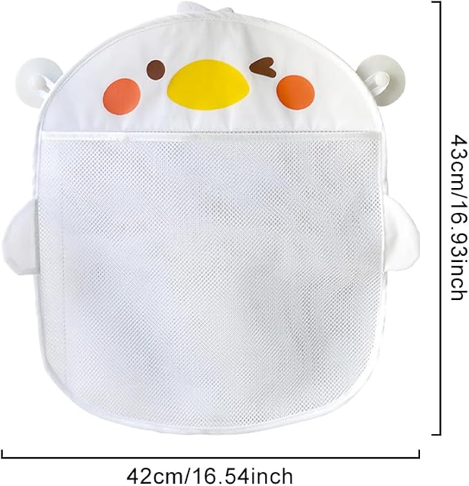 EMVANV Mesh Bath Toy Organizer，Wth 2 Suction Cups Hanging Mesh Bathtub Toy Holder for Kids and Baby Compatible with Bath Toy Storage(White)