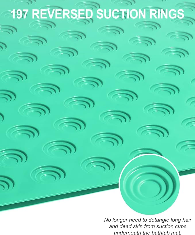 OTHWAY Bathtub Mat Non Slip, 39X16 inch Bath Mat for Tub, Machine Washable Bath Tub Mats with Reverse Suction Cups, Comfortable Rubber Bathtub Mat for Bathroom (Light Green)