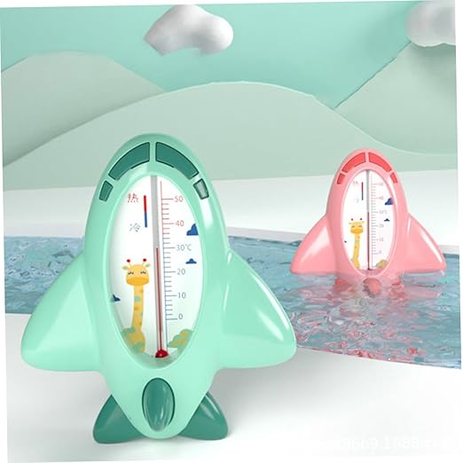 Portable Bath Thermometer Cartoon Plane Floating Water Temperature Tool Green for Newborn Safety and Accurate Readings