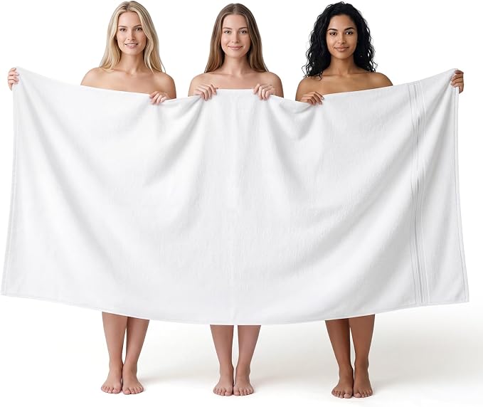 REDKISS Jumbo Bath Sheet 1 Piece, 40x80 Inches 100% Cotton Extra Large Bath Towel for Bathroom, White