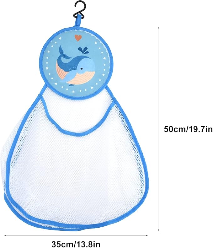 Bath Toy Organizer Bag Cute Cartoon Pattern Mesh Bath Tidy Storage Net Holder Basket Bag for Kids Bathroom Toys Polyester Material Large Capacity (Dolphin)