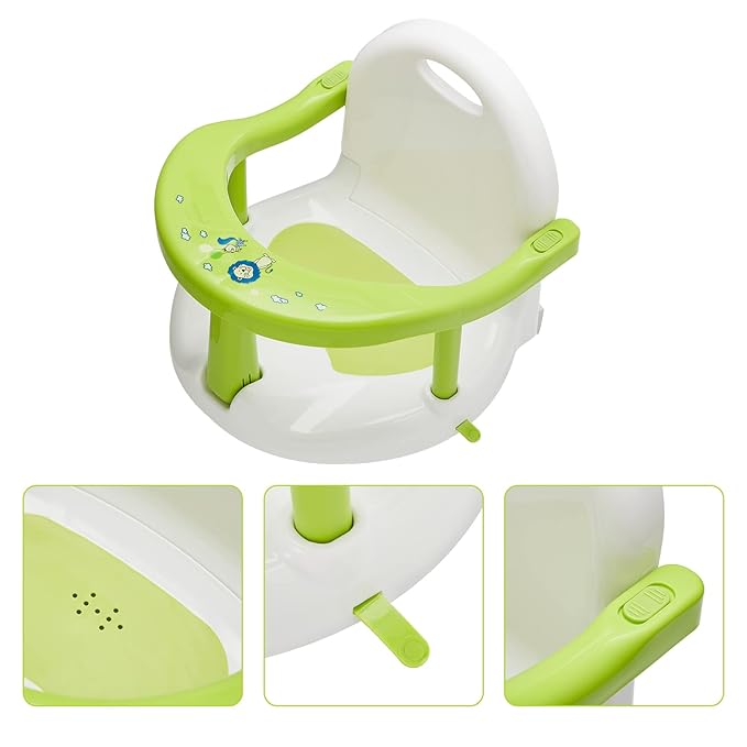 Newborn Infant Baby Bath Seat, Non-Slip Infants Baby Bath Chair for Bathtub, Cute Shape Baby Shower Chairs for Tub Sitting up, Surround Bathroom Seats for Baby 6-18 Months (Green Baby Bathtub Seat)