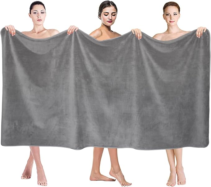 JML Bath Sheet Towels (2 Pack, 35"x70") - Microfiber Hair Towel for Adult Bathroom, SPA, Hotel - Super Soft, Absorbent, Lint Free, Fade Resistant, Grey