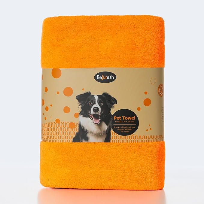 Pet Towel - 55-Inch Super Absorbent, Fast Drying, XL Dog Towel for Pet Grooming, Dog Wash, and Travel | Refresh Quick Dry Pet Towels for Dogs, Cats & Puppies | Dog Grooming Supplies