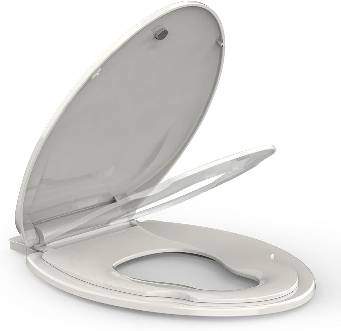 Garvee Toilet Seat with Potty Training Seat Built-In, Elongated Fit, Soft Close Lid, Slow Close Noiseless Design, American Standard Compatible