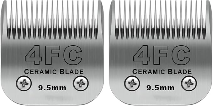 4FC Detachable Dog Blades Compatible with Andis/Oster A5 Grooming | Compatible with wahl km10 dog clipper,Cut Length 3/8"(9.5mm),Made of Ceramic Blade & Stainless Steel Blade,2 PACK