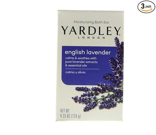 Yardley London Moisturizing Bar English Lavender with Essential Oils 4.25 oz (Pack of 3)
