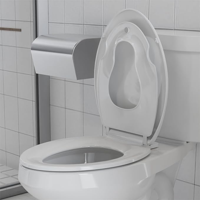 Garvee Potty Training Seat Built-In Toilet Seat, Elongated Toilet Seat 19 Inch with Baby Seat, 2 In 1 Soft Close Quiet No Slapping, Magnetic Absorption, Easy Installation for Bottom Fixing Toilet