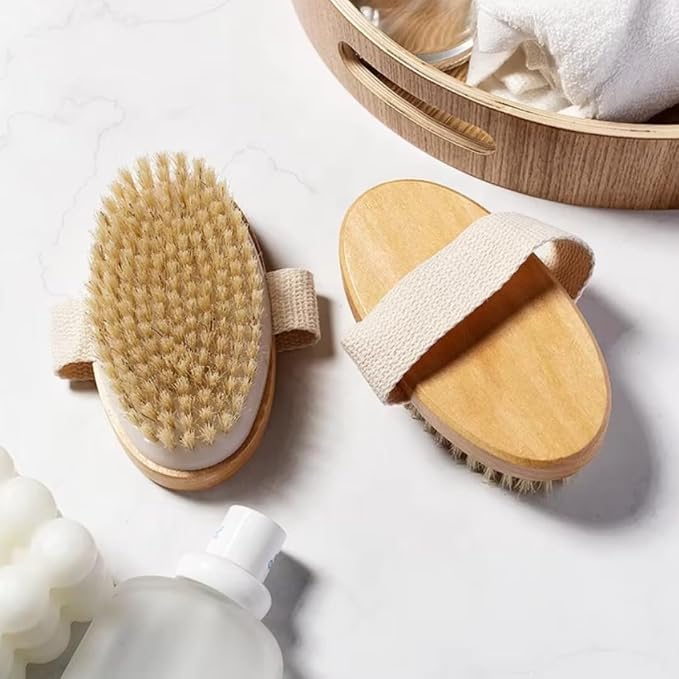 Dry Body Brush – Eco-Friendly Natural Bristles for Gentle Exfoliation, Skin Renewal, Improved Circulation & Lymphatic Support – Perfect Detox & Spa Self-Care Accessory