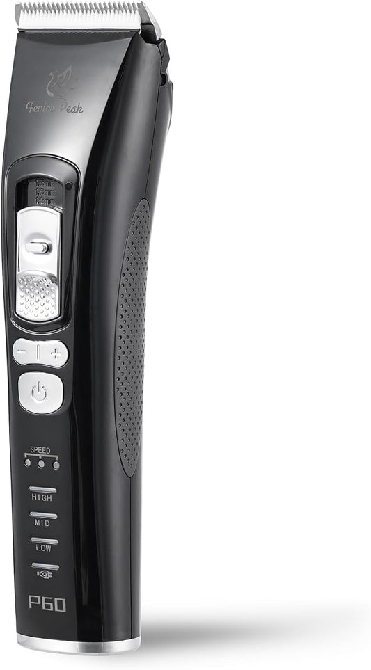 Dog Grooming Clippers for Thick Heavy Coats 3 Speeds Low Noise Pet Grooming Kit Cat Eletric Clipper with 10FC Ceramic & Stainless Steel Blade,Black