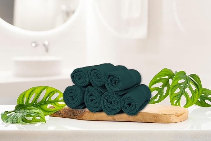 Soft Wash Cloths - 12 Pack Plush and Absorbent Cotton Washcloths for Face, Body, and Baby - Multi-Purpose, Quick-Dry Wash Cloths Set 13x13'' (Olive Green)