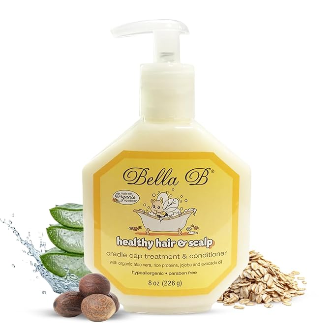 Bella B Naturals Healthy Hair & Scalp Baby Cradle Cap Treatment 8 oz - Cradle Cap Treatment For Babies - Baby Conditioner Silky - Cradle Cap Treatment For Toddlers - Natural Conditioner For Babies