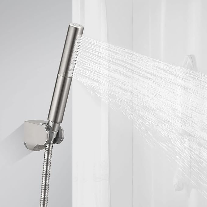 BESy Brass 2 In 1 Function Handheld Shower Head Set High Pressure 7 Inch Shower Head High Flow Hand Shower Wand with 59 Inch Hose, Bracket, Brushed Nickel