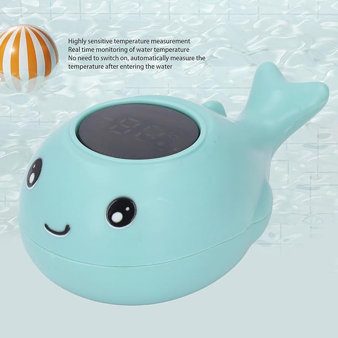 Bath Thermometer Floating Toy with 3 Color Temperature Indicator for Infant Bathing, Instant Reading Safety Alert, Whale Shape Water Temperature Thermometer