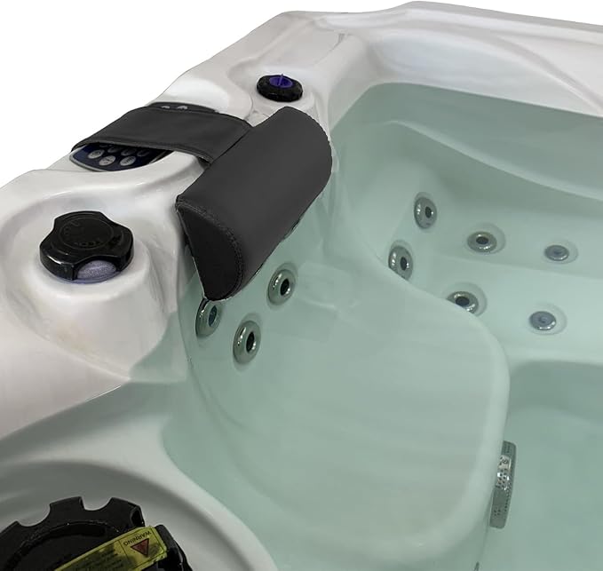Poolzilla Universal Black Spa Pillow, Made of Soft Foam for Outdoor Hot Tubs and Chaise lounges - Adjustable Headrest and Weighted that Fits Any Spa
