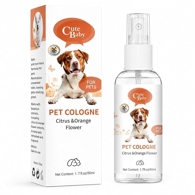 Dog Perfume Spray Long Lasting - Pet Cologne for Dogs & Cats, Alcohol-Free Natural Botanical Formula Deodorizing Grooming Mist, Citrus & Orange Flower Scent, Fresh Coat Care Between Baths, 1.7 fl oz