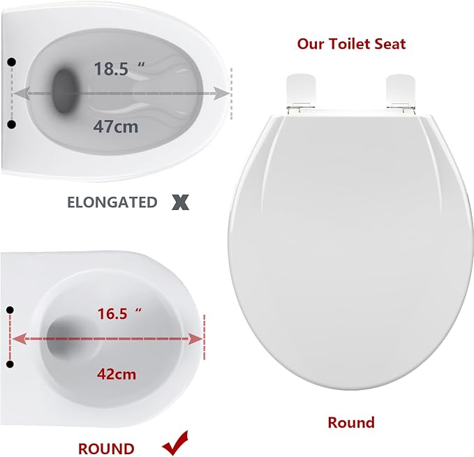 Toilet Seat with Potty Training Seat Built-In, Round Fit, Soft Close Lid, Slow Close Noiseless Design, American Standard Compatible,White and Blue