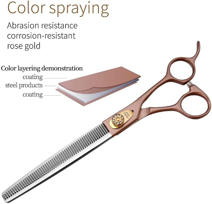 Professional Thinning Scissors for Dog Cat 7.5'' Pet Grooming Scissors 440C Stainless Steel Thinning Shears for Dogs 50/56 Teeth