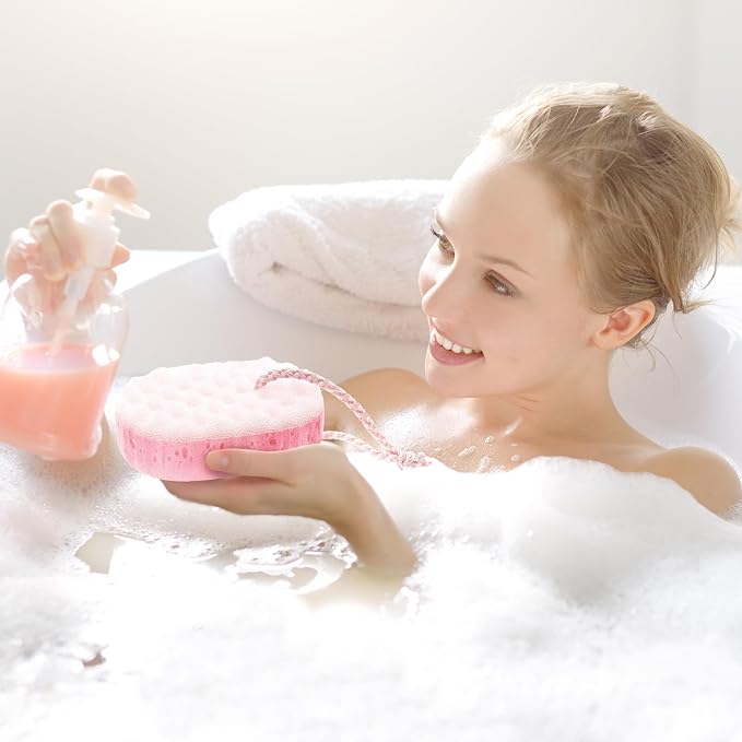 Boao 5 Pieces Soft Bath Sponge Shower Natural Gentle Soothing Body Fiber Exfoliating Shower Sponge Wash Bouquet for Women Men, Random Color (Fresh Color)