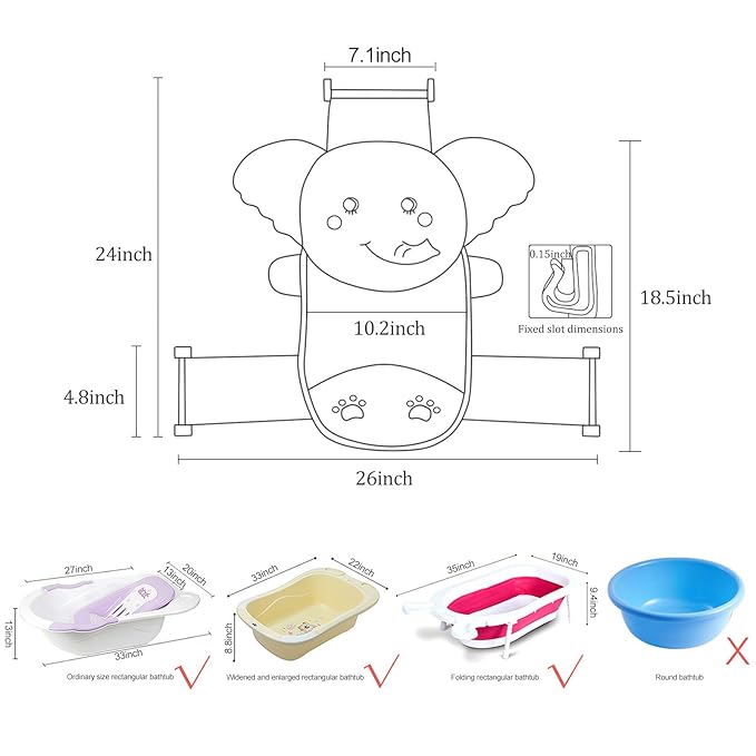 AIR&TREE Baby Bath Seat Support Net, Quick Drying, Adjustable, Comfortable, Non-Slip, Infant Bathtub Sling Shower Mesh for a Tub, with Safety Support Corners (Blue)