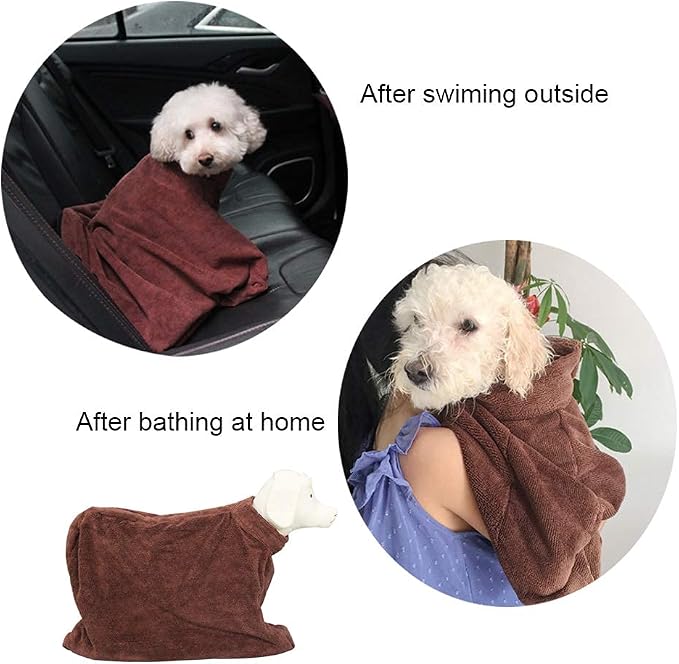 Dog Bathrobe Towel,Microfiber Dog Bag,Bathrobe Absorbent Zipper for Puppy Small Medium Dogs