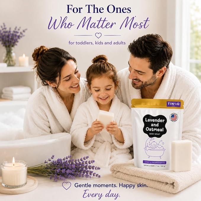Baby Soap Bar For Sensitive Skin | Natural Bath Soap For Toddlers Kids Adults | Relaxing Organic Lavender Essential Oil | No Artificial Fragrance | Only 6 Ingredients | Vegan | No SLS | 2 Bars