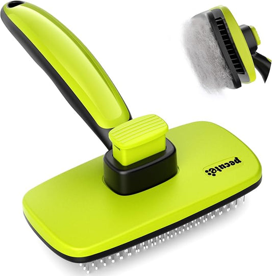 Pecute Skin Friendly Self-Cleaning Slicker Brush for Dog & Cat Shedding Season, Lightweight Undercoat Hair Removal Dog Brush Cat Brush for White-Coated, Long, Thick & Double-Coated Large Dogs