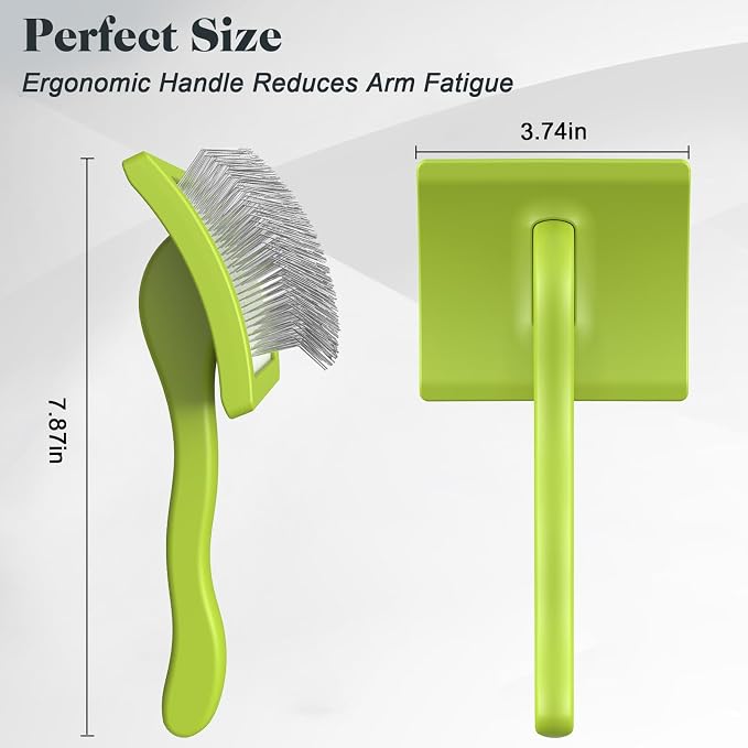2PCS Slicker Brush for Dogs & Pet Comb,Professional Dog Grooming Brush (Goldendoodles,Poodles,Labradoodles) with Extra Long Pins to Effectively Remove Tangles, Knots and Mats (Green, Large)