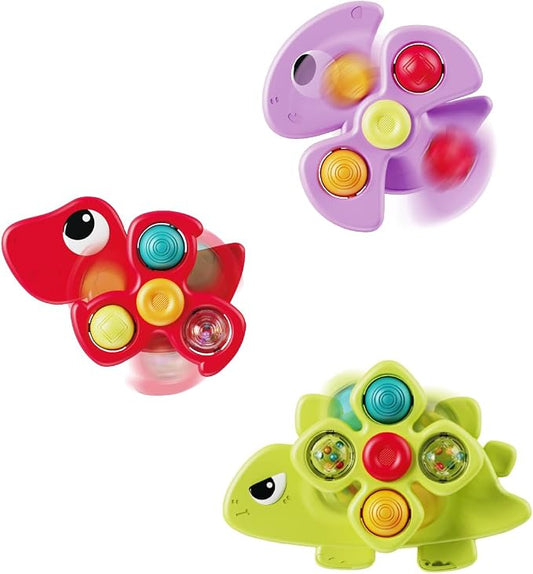 3PCS Dinosaur Suction Cup Toys for 1 Year Old Boys Girls | Sensory Baby Bath Toys for Toddlers 1-3 | Infant Travel & Window Toys | Birthday