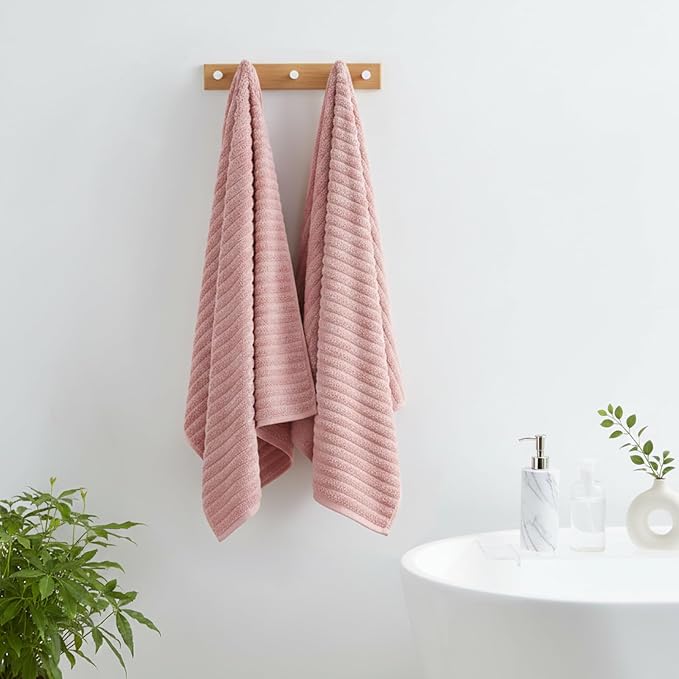 Oversized Bath Sheets 40x80 Inches Extra Large Bath Towels for Adults Super Soft Quick Dry Highly Absobent Microfiber Shower Towels for Bathroom, Pool, Gym, Yoga Towel (Pink, 2Piece)